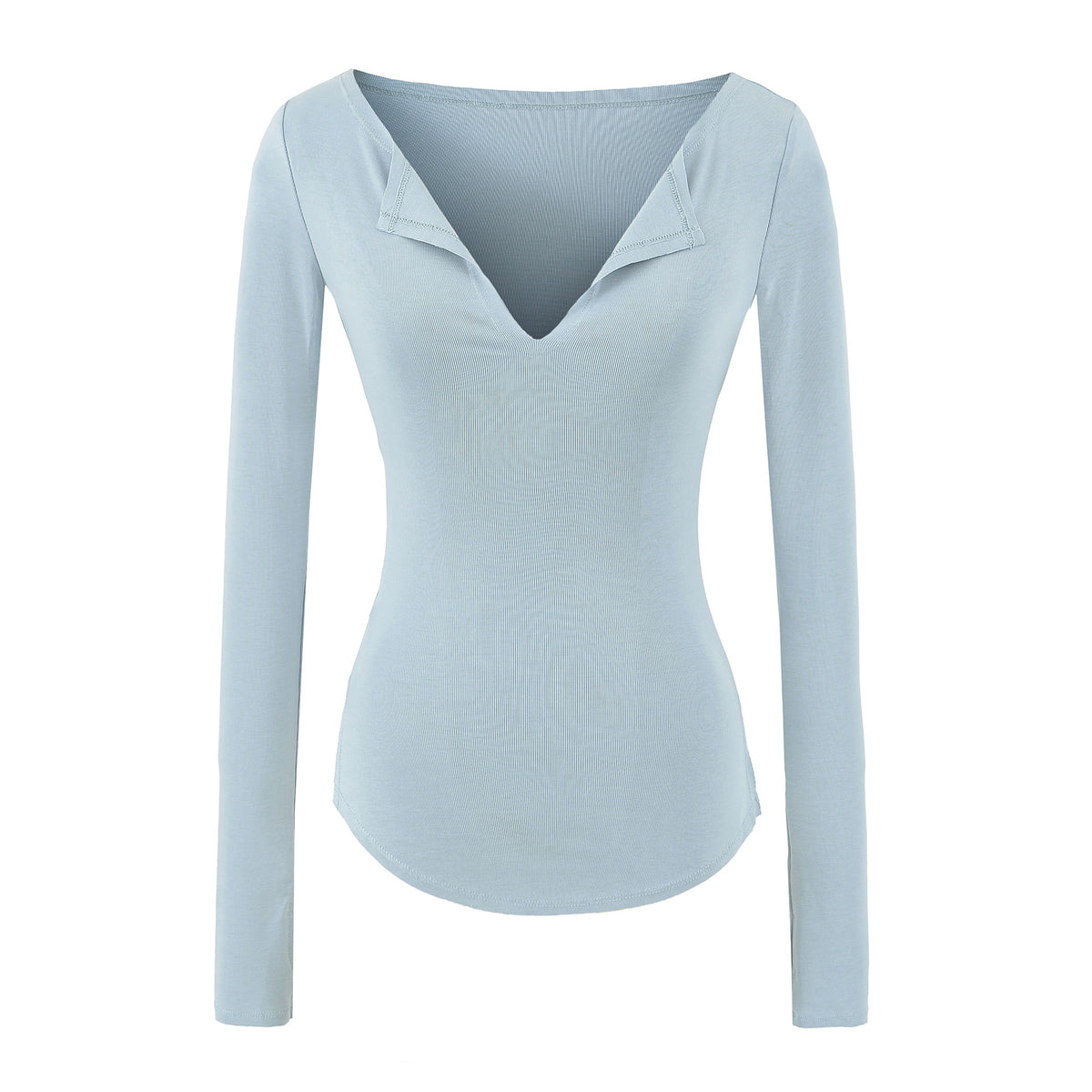Blusa Feminina Manga Longa Decote V com Fenda