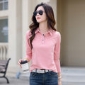 Solid color lapel long sleeved top