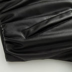 Half high collar long sleeved single breasted PU jacket