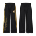 Side Stripe Sweatpants Women Badge Embroidery Wide Leg Loose Casual Track Pants
