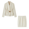 Pocket belt suit jacket+half skirt suit for women