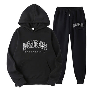Long Sleeve Pullover Hoodie Sweatpants Set Plus Size Fleece Lined Unisex Tracksuit