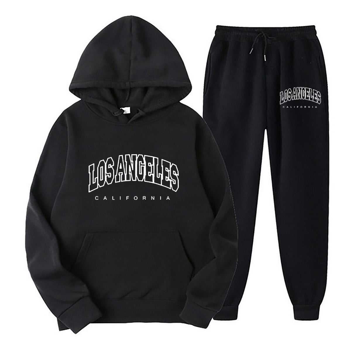 Long Sleeve Pullover Hoodie Sweatpants Set Plus Size Fleece Lined Unisex Tracksuit