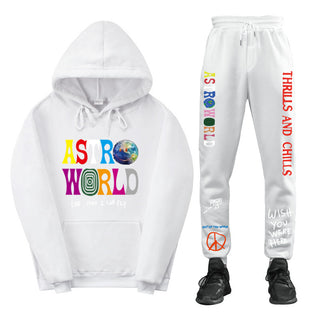 Travis Scott ASTROWORLD Hooded Sweatshirt and Sweatpants Set Casual Style