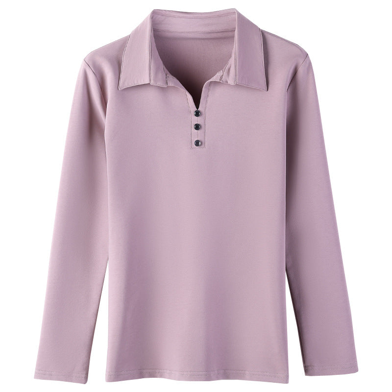 Women's collar long sleeved T-shirt