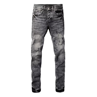 Streetwear Distressed Ripped Slim Fit Men's Jeans