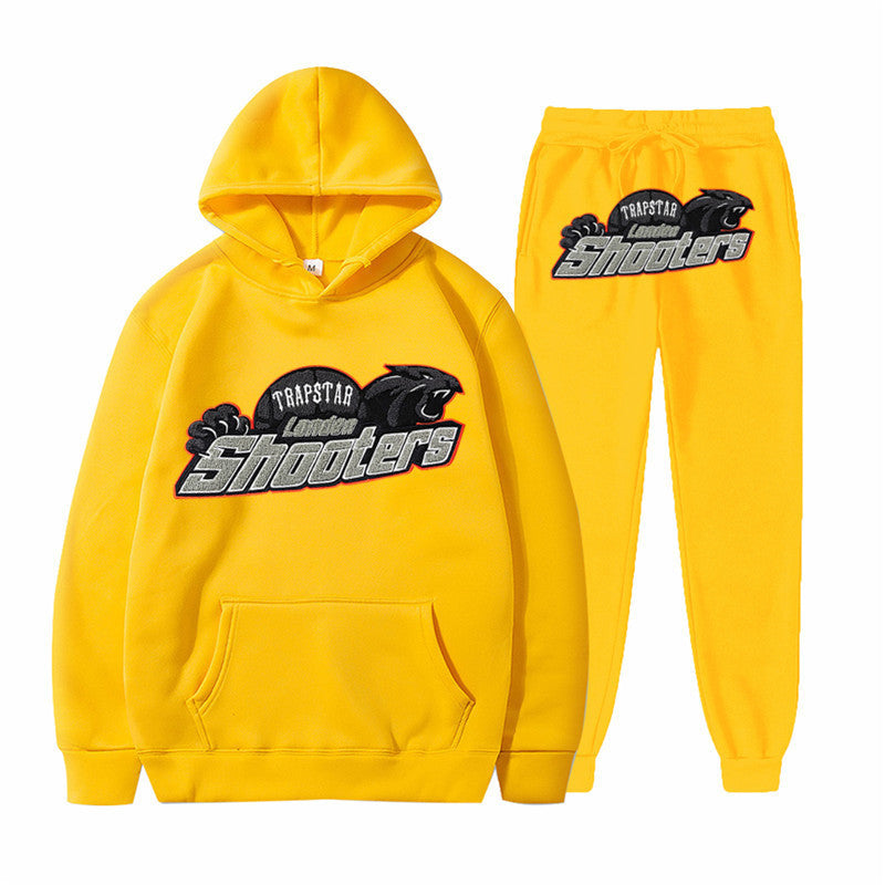 Men's Printed Loose Hooded Two-Piece Sweatshirt Set
