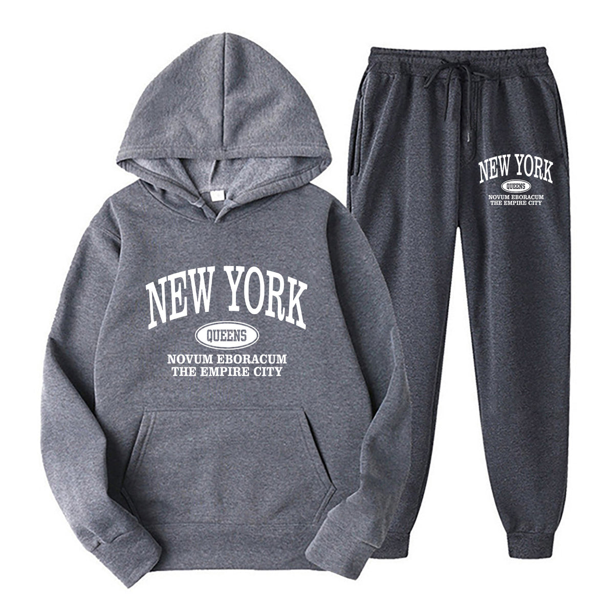 Plus Size Fleece Lined Long Sleeve Pullover Hoodie and Sweatpants Set