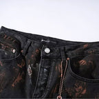 Men's High-End Fashion Denim Jeans Elastic Waist Casual Pants