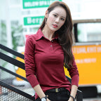 Long sleeved lapel women's T-shirt