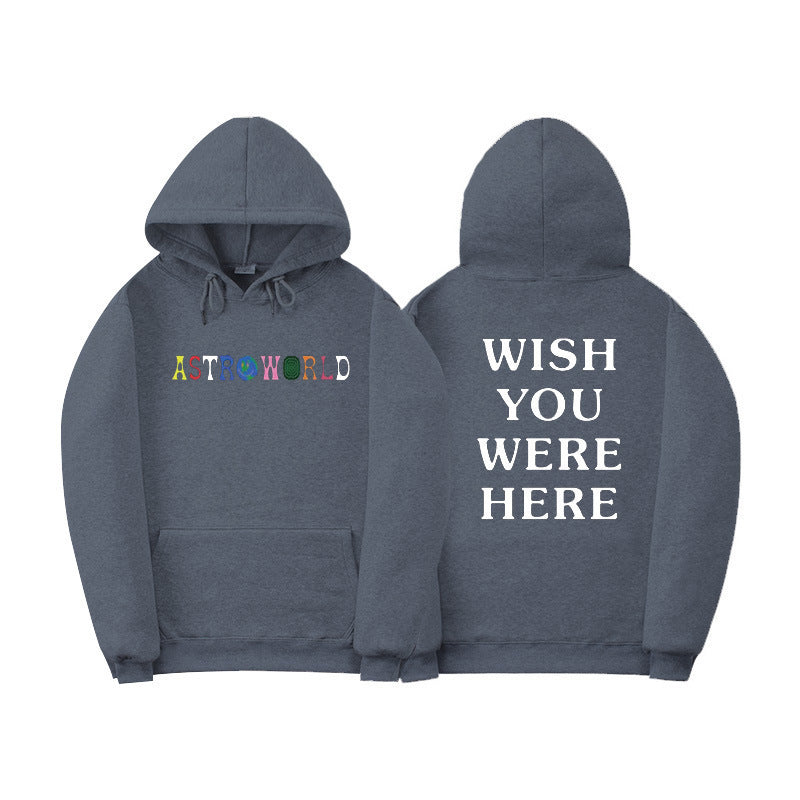 Men's Casual Astroworld Graphic Long Sleeve Hooded Pullover Sweatshirt Fleece Lined