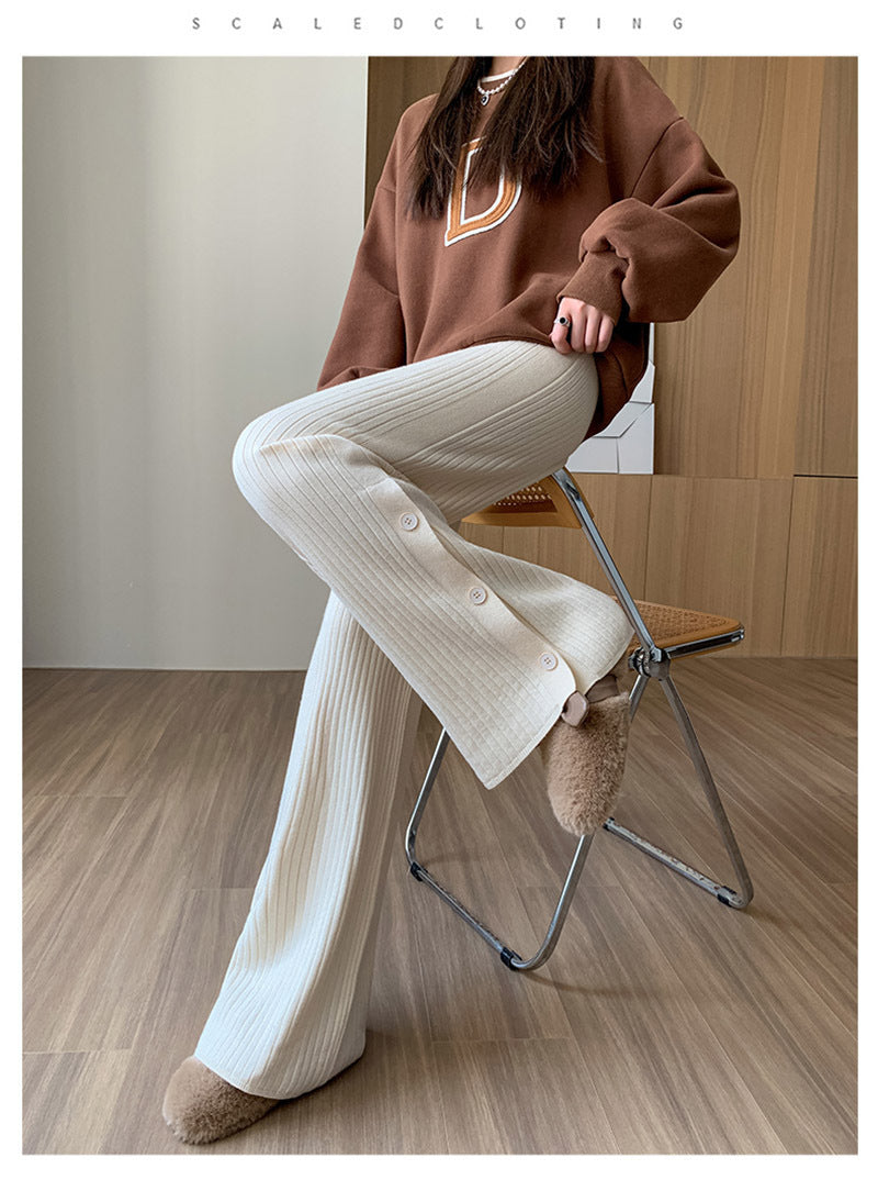 Calça Pantalona Feminina Tricô Efeito Cashmere
