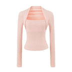 Casual Slim Fit Hooded Long Sleeve Faux Two-Piece Sweatshirt Top with Trendy Pants Set