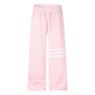 Three-Stripe Wide Leg Drawstring Sweatpants Women Casual Soft Straight Long Pants