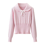 Pink Long Sleeve Knit Sweater Skirt Set for Women Autumn Winter