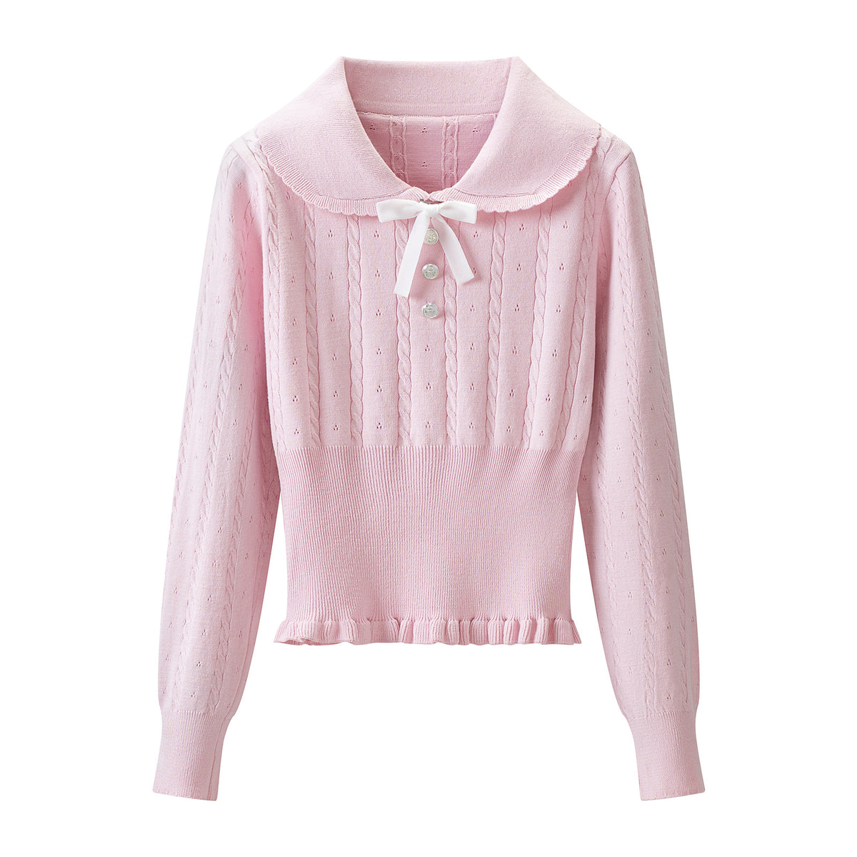 Pink Long Sleeve Knit Sweater Skirt Set for Women Autumn Winter