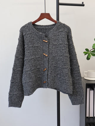 Bull horn button long sleeved sweater