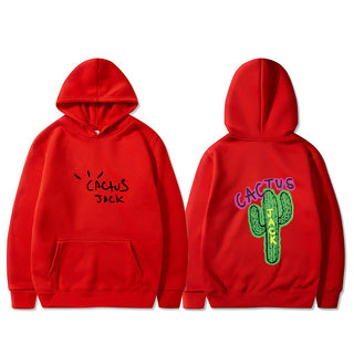 Western Hip Hop Style Cactus Graphic Long Sleeve Hooded Unisex Sweatshirt