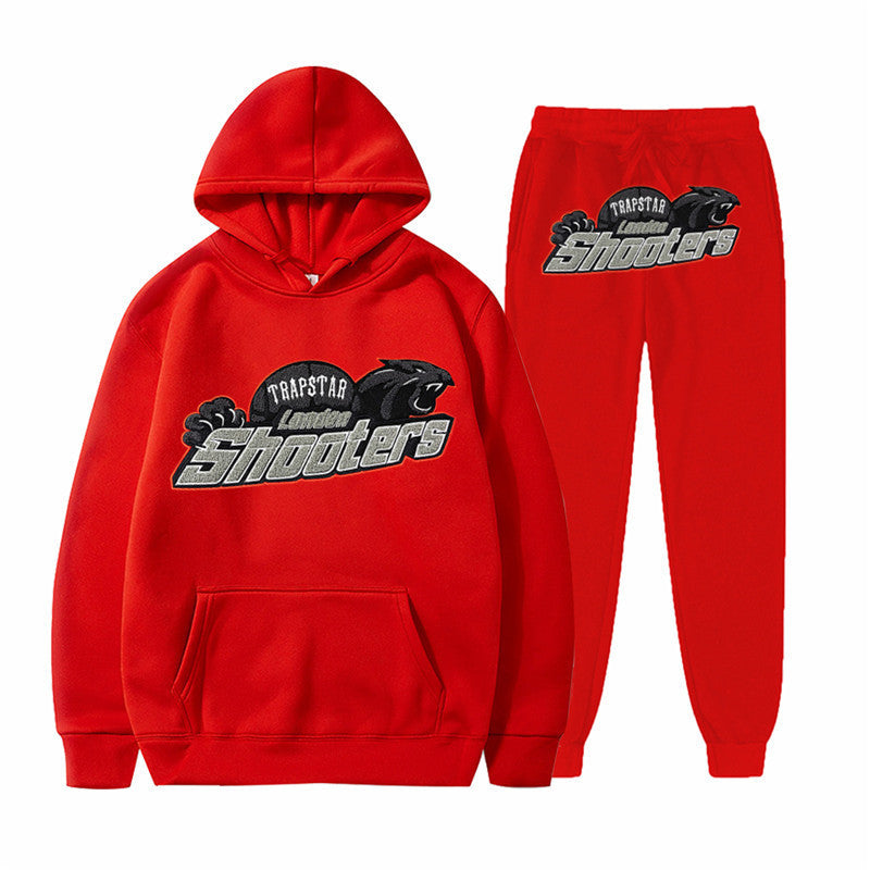 Men's Printed Loose Hooded Two-Piece Sweatshirt Set