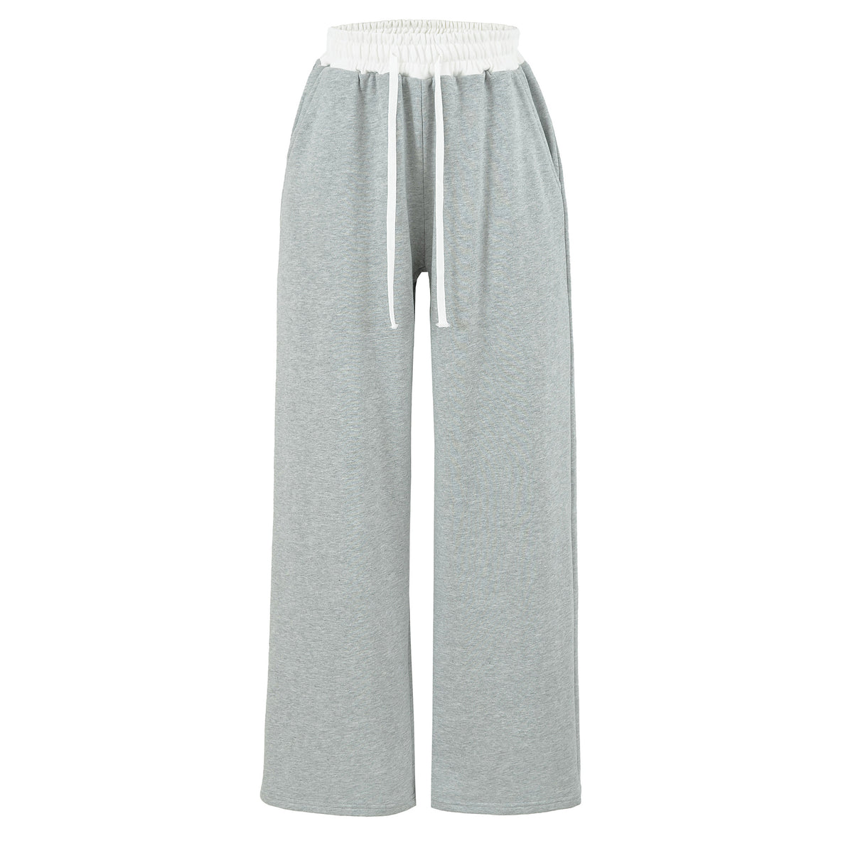 Women's Gray Striped Sweatshirt and Wide Leg Sweatpants Casual Loose Two-Piece Set