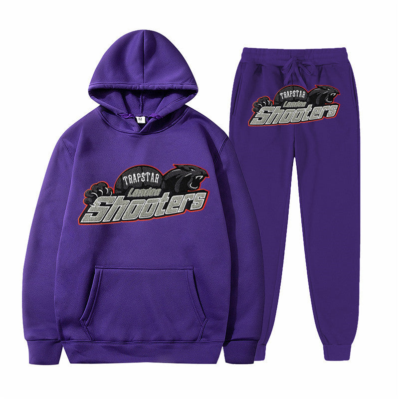 Men's Printed Loose Hooded Two-Piece Sweatshirt Set
