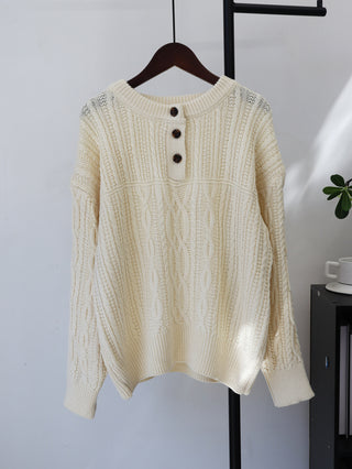 Round neck loose sweater for women