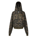 Women's Camouflage Rhinestone Letter Zip-Up Hoodie Loose Street Casual Jacket