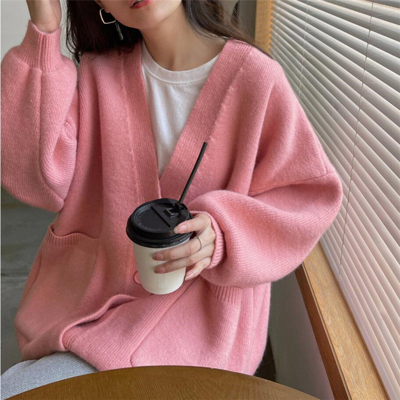 Cardigan Feminino Tricô Gola V Solto