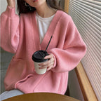 Cardigan Feminino Tricô Gola V Solto
