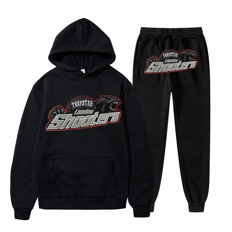 Men's Printed Loose Hooded Two-Piece Sweatshirt Set