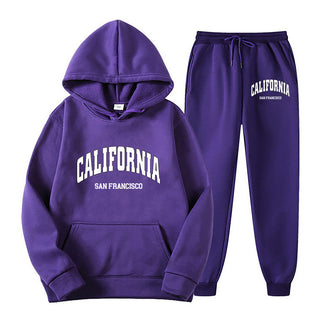 Oversize Fleece-Lined Long Sleeve Pullover Hoodie Set