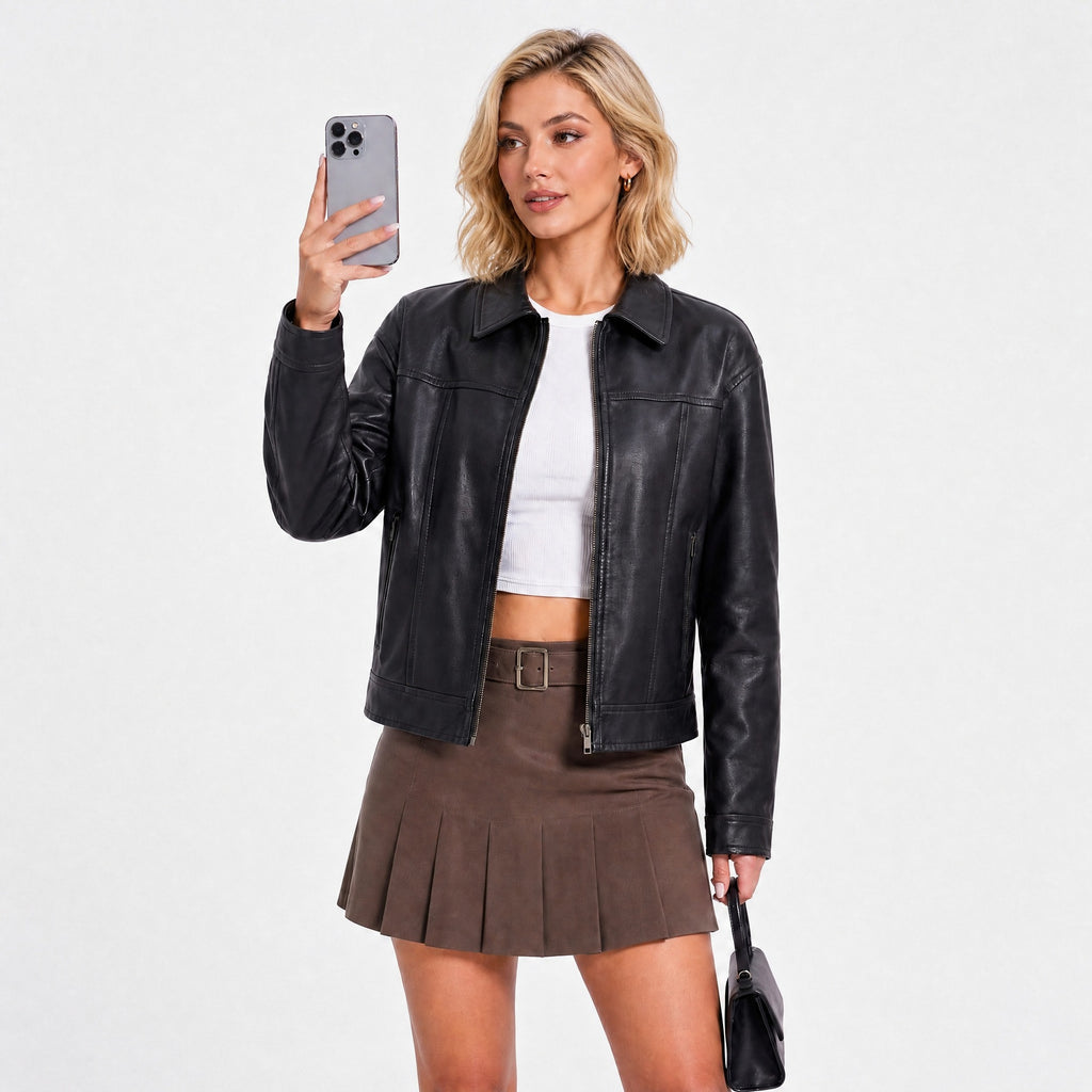 Zipper lapel jacket for Women