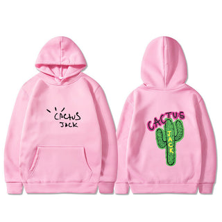 Western Hip Hop Style Cactus Graphic Long Sleeve Hooded Unisex Sweatshirt