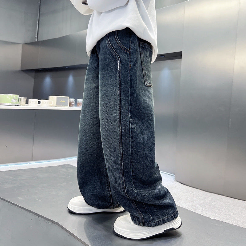 Boys Casual Autumn Denim Relaxed Fit Long Pants