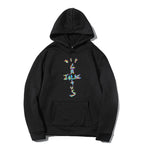 Western Hip-Hop Letter Print Long Sleeve Hooded Fleece Sweatshirt