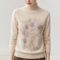 Half height round neck long sleeved sweater