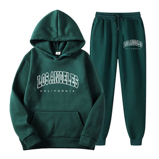 Long Sleeve Pullover Hoodie Sweatpants Set Plus Size Fleece Lined Unisex Tracksuit