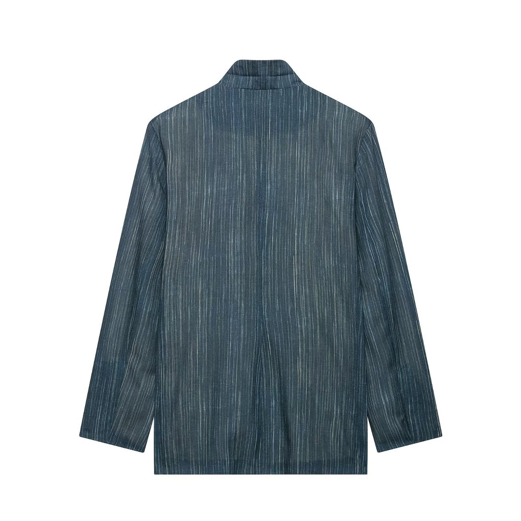 Striped suit jacket+long pants suit for women
