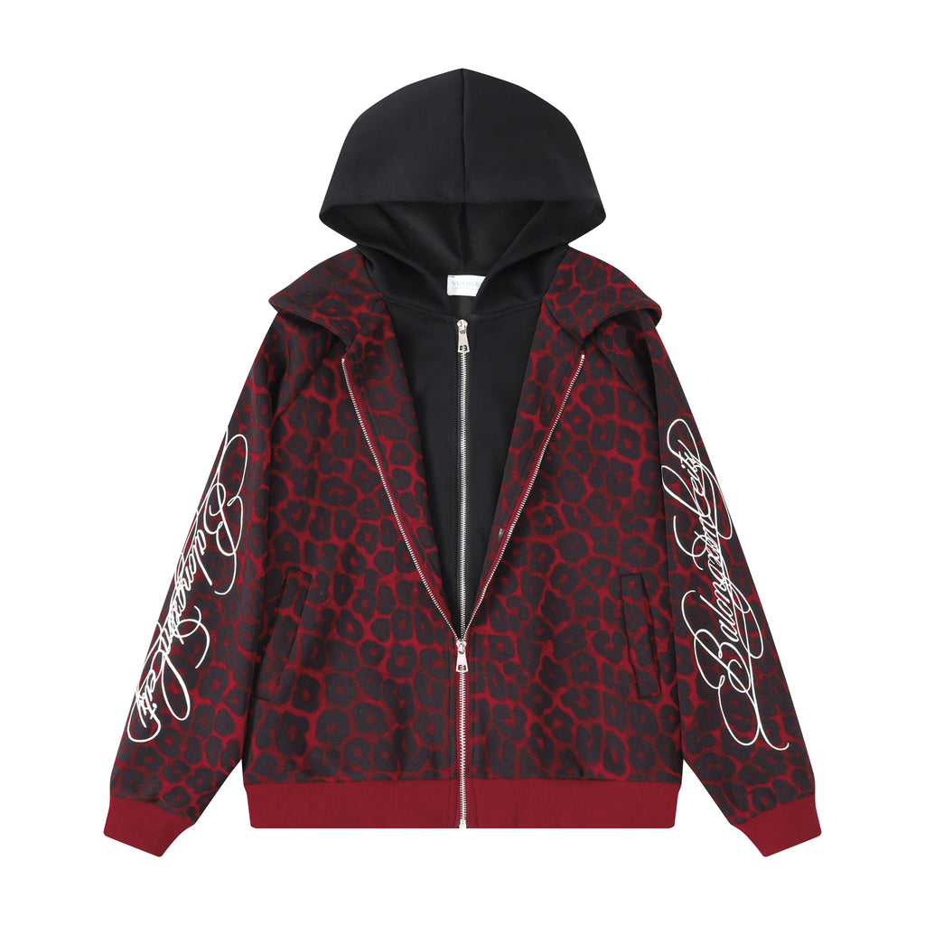 Hooded Zipper Unisex Handwritten Embroidery Zip-Up Hoodie Cardigan