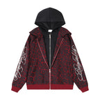 Hooded Zipper Unisex Handwritten Embroidery Zip-Up Hoodie Cardigan