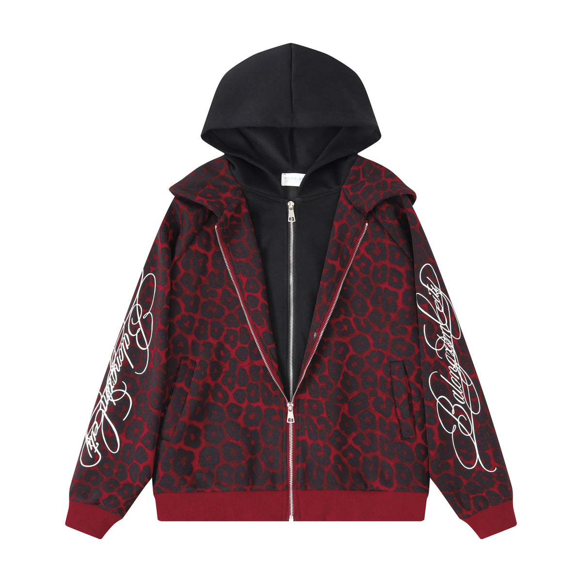 Hooded Zipper Unisex Handwritten Embroidery Zip-Up Hoodie Cardigan