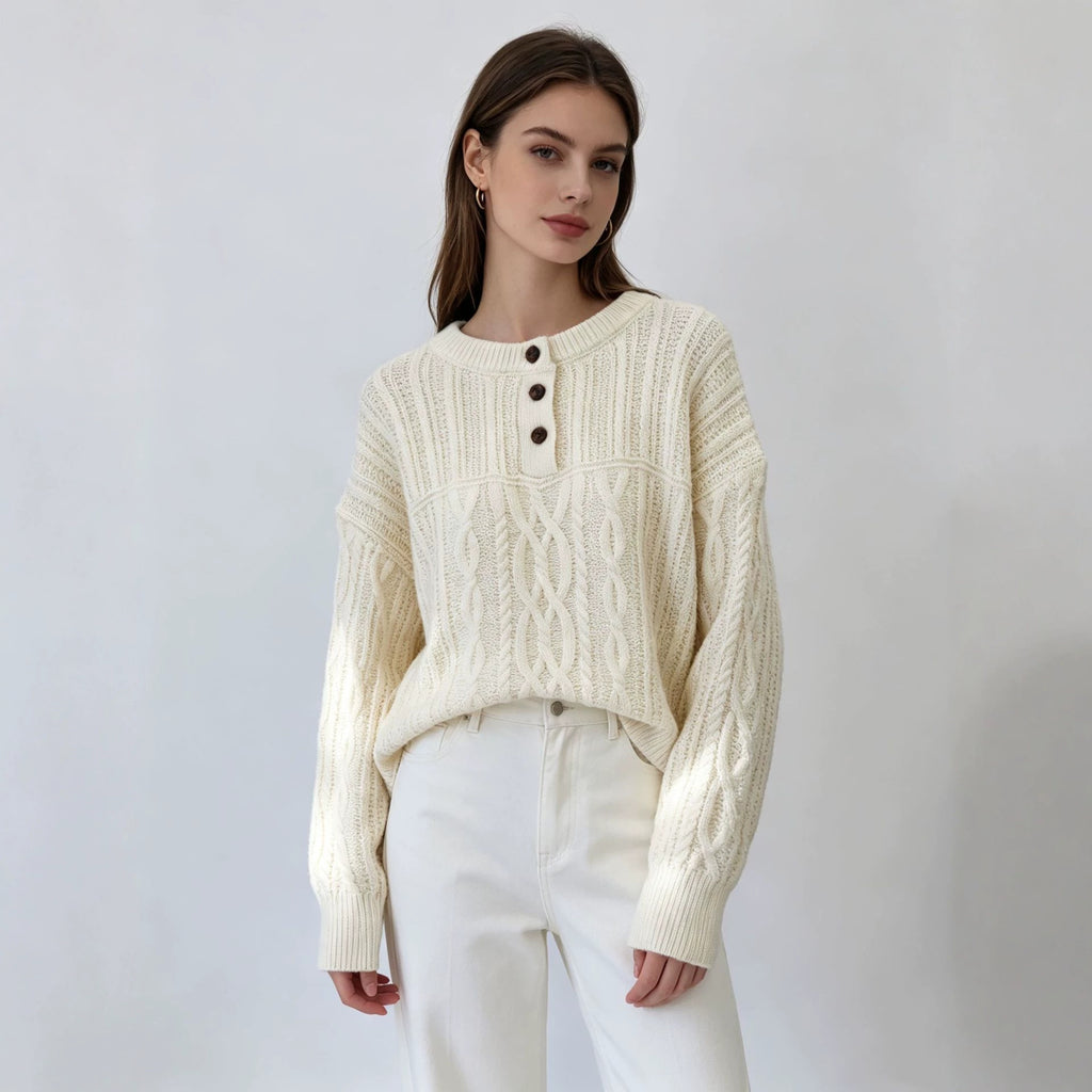 Round neck loose sweater for women