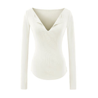 Blusa Feminina Manga Longa Decote V com Fenda