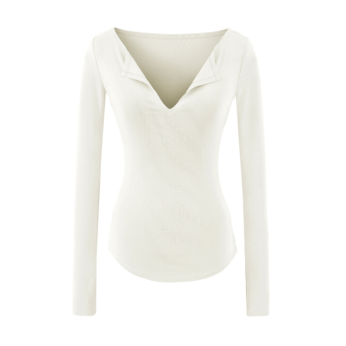 Blusa Feminina Manga Longa Decote V com Fenda