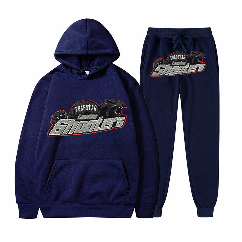 Men's Printed Loose Hooded Two-Piece Sweatshirt Set