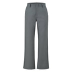 Women's Gray Black High Rise Straight Leg Suit Pants Casual Office Slimming Drapey Trousers