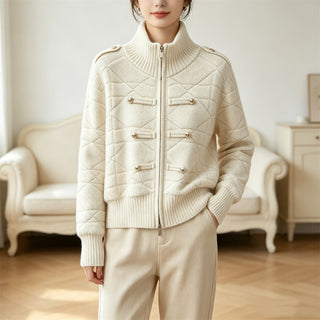 Cardigan Feminino Gola Alta com Zíper