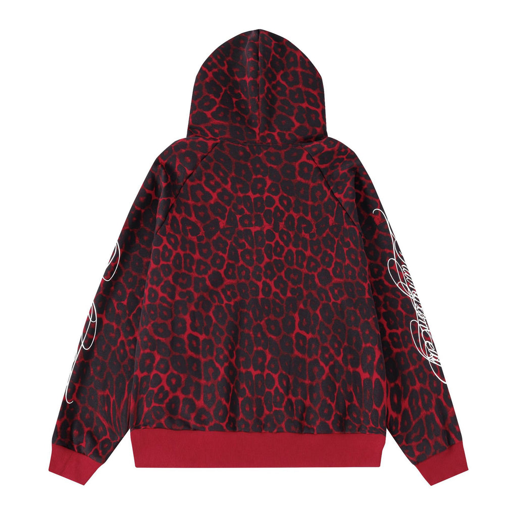 Hooded Zipper Unisex Handwritten Embroidery Zip-Up Hoodie Cardigan