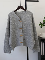 Bull horn button long sleeved sweater