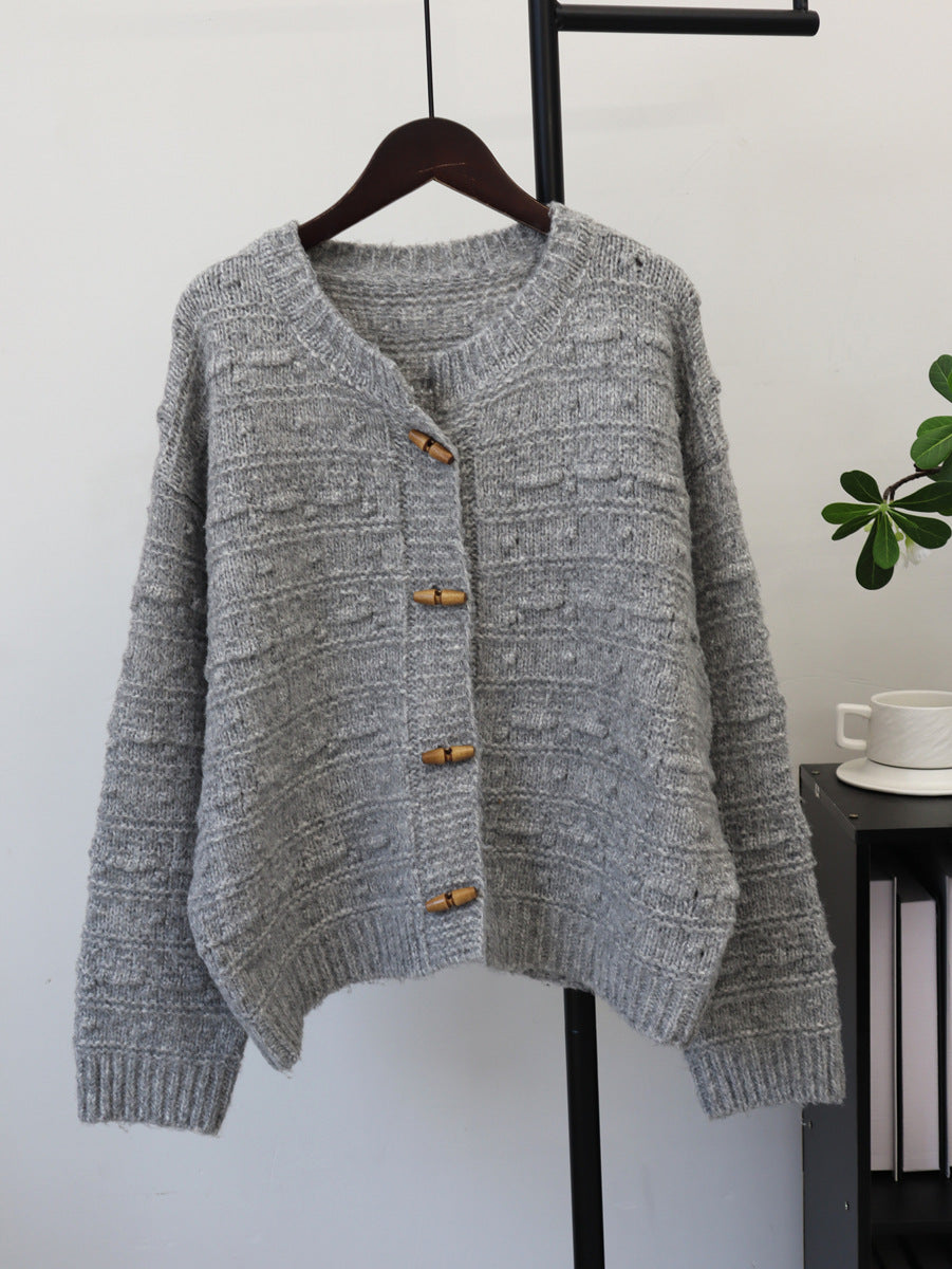 Bull horn button long sleeved sweater